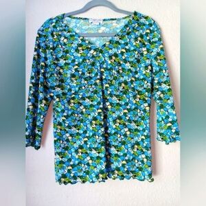 Notations Floral Print Women's Top Blouse Size MP